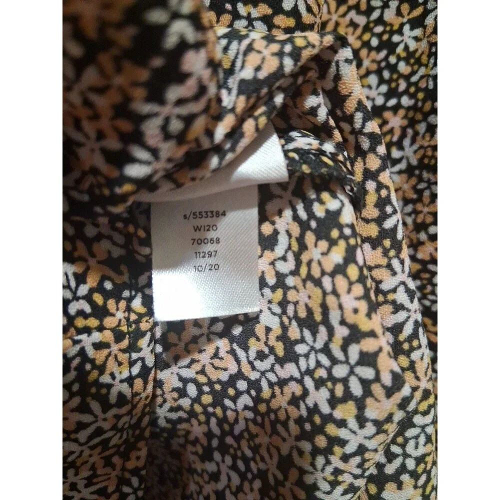 Loft Women Sz L Long Sleev Ditzy Floral Ruffle Neck Blouse Renfair Romantic Boho
